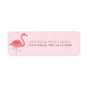 Cute Pink Flamingo Illustration On Pink Label