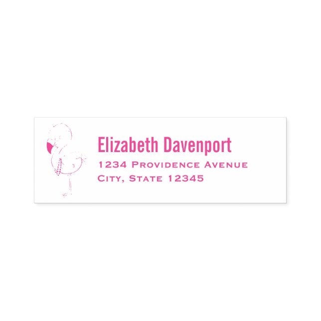 Cute Pink Flamingo Illustration Self-inking Stamp (Design)