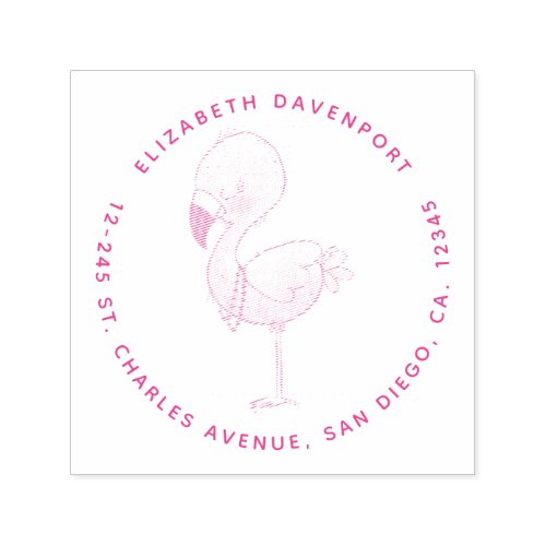Cute Pink Flamingo Illustration Self_inking Stamp