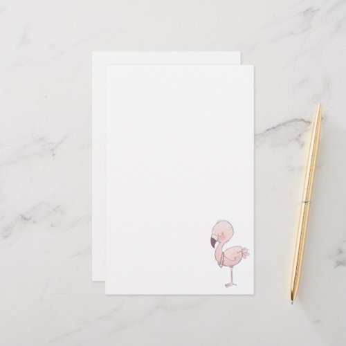 Cute Pink Flamingo Illustration Stationery