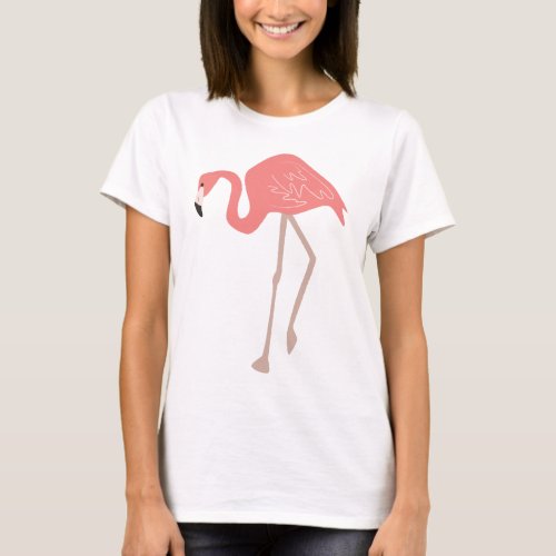 Cute Pink Flamingo Illustration T_Shirt