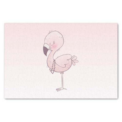 Cute Pink Flamingo Illustration Tissue Paper