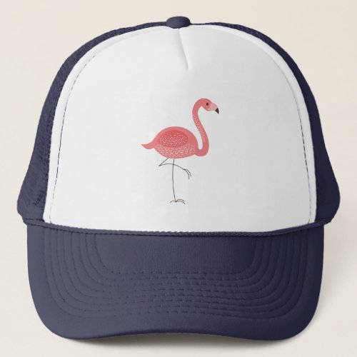 Cute Pink Flamingo Illustration Trucker Hat