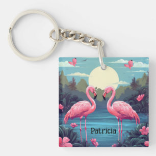 Cute Pink Flamingo Keychain