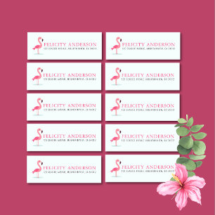 Cute Pink Flamingo Kids Birthday Party Address Label