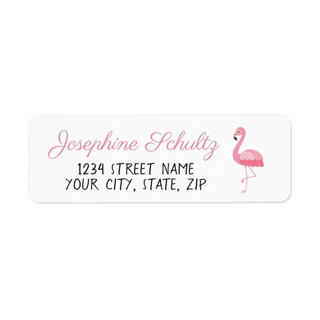 Cute Pink Flamingo Label (Front)