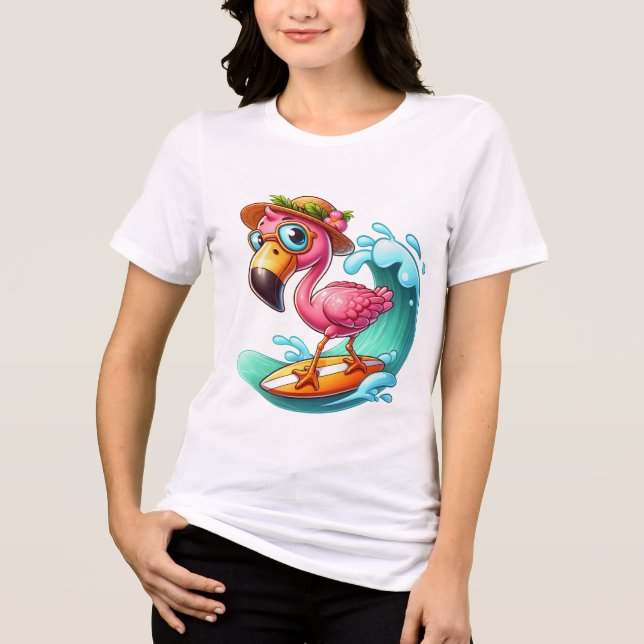 +cute pink flamingo lovers  Tri-Blend shirt (Front)