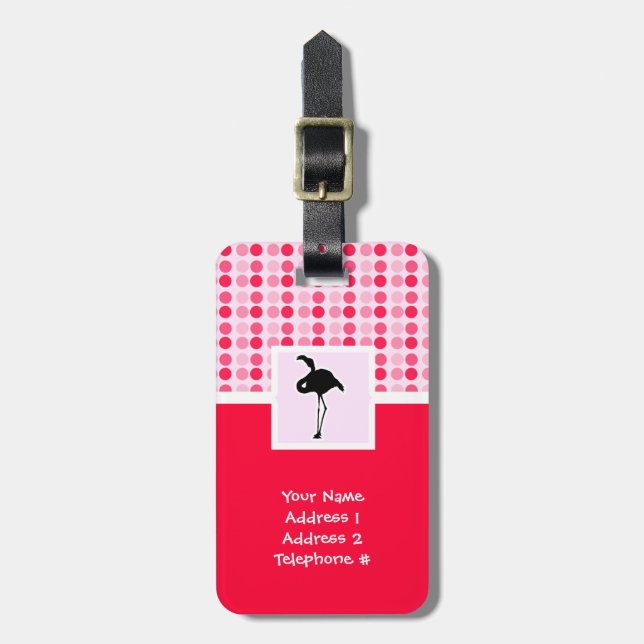 Cute Pink Flamingo Luggage Tag (Front Vertical)