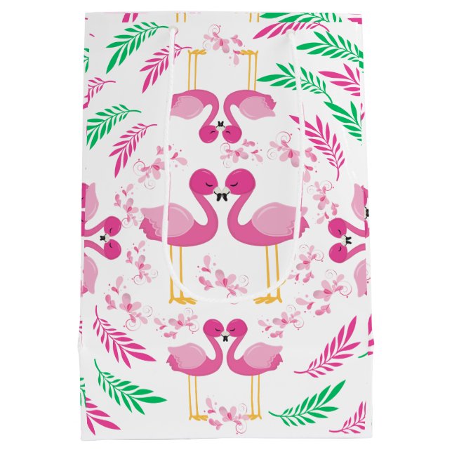 Cute Pink Flamingo Medium Gift Bag (Back)