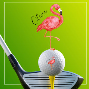Cute Pink Flamingo Monogrammed Golf Balls