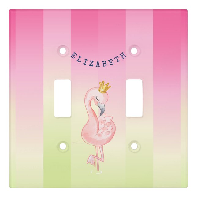 Cute Pink Flamingo Ombre Striped    Light Switch Cover (Front)