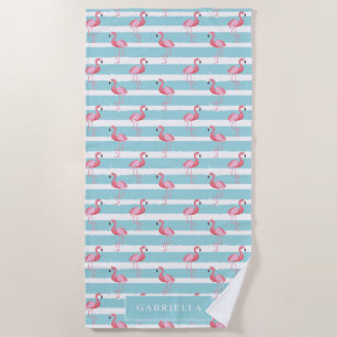 Cute Pink Flamingo Pattern Beach Towel