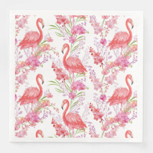 Cute pink flamingo pattern party paper napkins