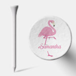 Cute Pink Flamingo Personalized Name Golf Tees<br><div class="desc">Cute pink flamingo watercolors with a personalized name.</div>