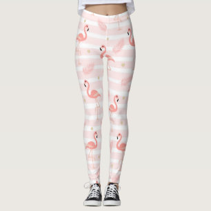 Cute Pink Flamingo Seamless Pattern Leggings