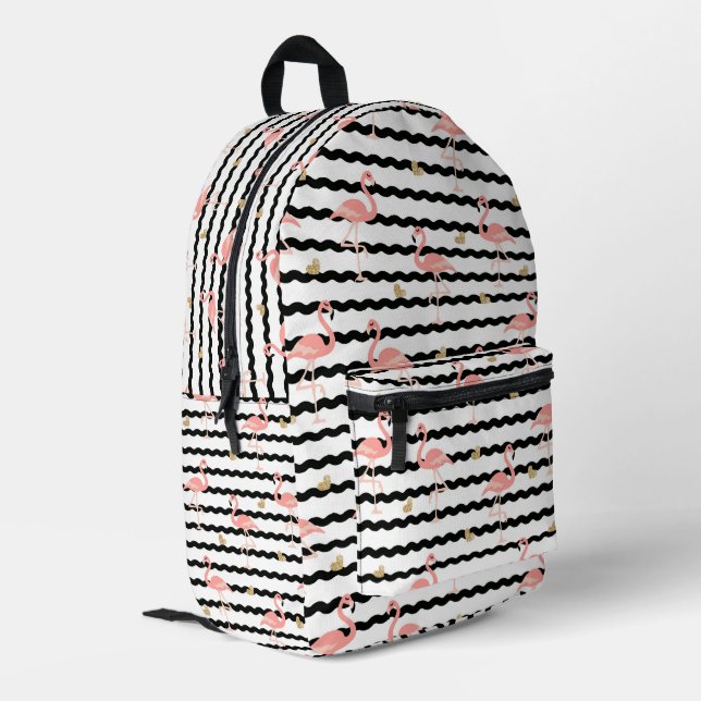 Cute Pink Flamingo Seamless Pattern Printed Backpack (Back Corner Left)