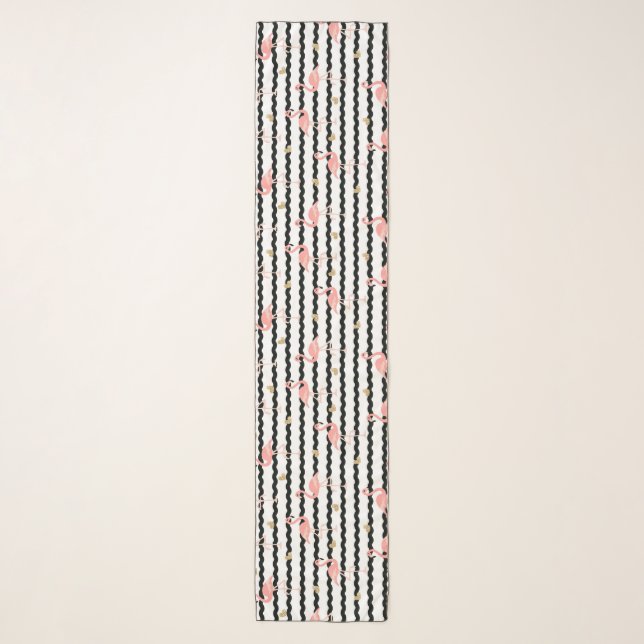 Cute Pink Flamingo Seamless Pattern Scarf (Front)