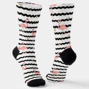 Cute Pink Flamingo Seamless Pattern Socks