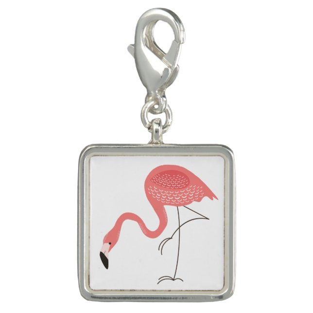 Cute Pink Flamingo Simple Illustration Charm (Front)