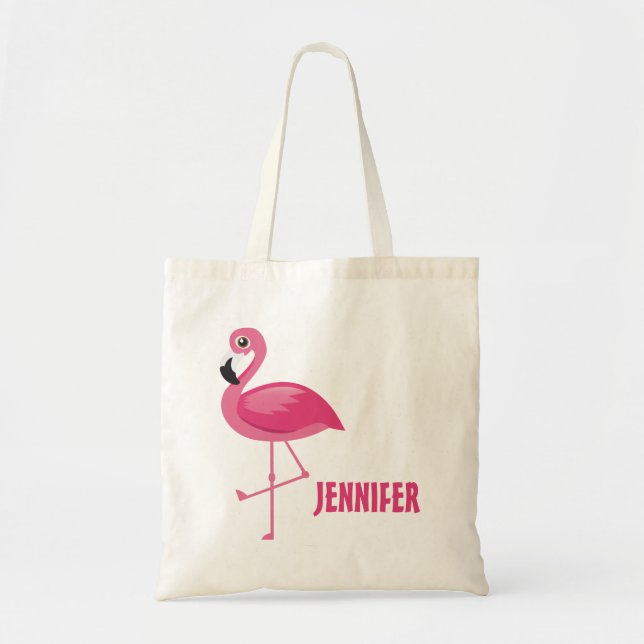 Cute pink flamingo tote bag (Front)