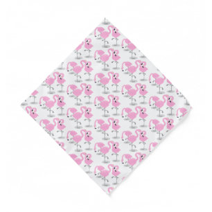 Cute pink flamingo trio cartoon illustration bandana