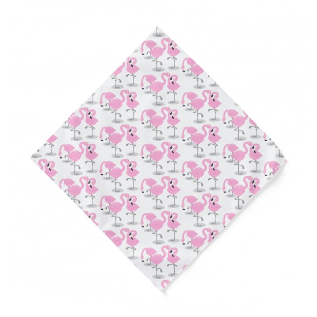 Cute pink flamingo trio cartoon illustration  bandana (Front)