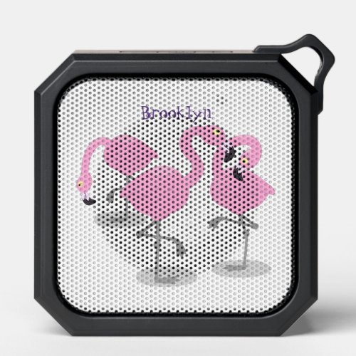 Cute pink flamingo trio cartoon illustration bluetooth speaker