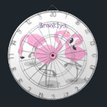 Cute pink flamingo trio cartoon illustration dart board<br><div class="desc">These 3 flamingo birds will add a splash of tropical pink to your day. Drawn in fun cartoon style.</div>