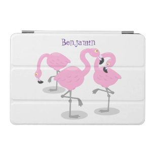 Cute pink flamingo trio cartoon illustration iPad mini cover