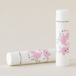 Cute pink flamingo trio cartoon illustration lip balm