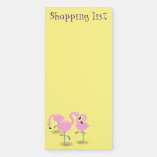 Cute pink flamingo trio cartoon illustration magnetic notepad