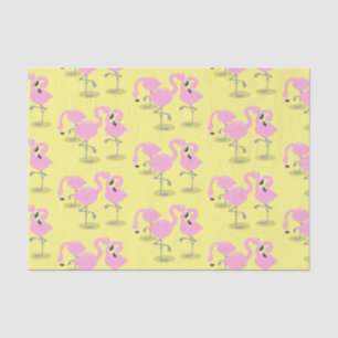 Cute pink flamingo trio cartoon illustration tissue paper