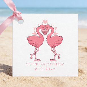 Cute Pink Flamingo Tropical Beach Wedding  Favor Tags