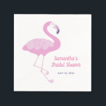 Cute Pink Flamingo Tropical Bridal Shower Napkins<br><div class="desc">This darling tropical style paper napkin features a cute pink flamingo with a combination of script and block fonts in matching pink and purple. Personalize this napkin with a name and a thank you or date.</div>