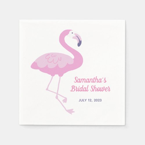 Cute Pink Flamingo Tropical Bridal Shower Napkins