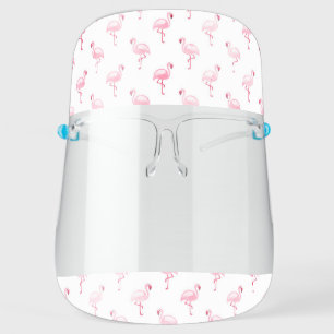 Cute Pink Flamingo Tropical Pattern Face Shield