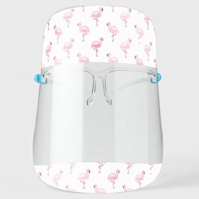 Cute Pink Flamingo Tropical Pattern Face Shield (Front)