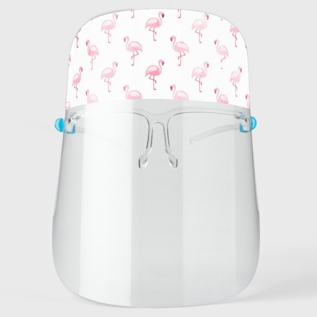 Cute Pink Flamingo Tropical Pattern Face Shield (Front)