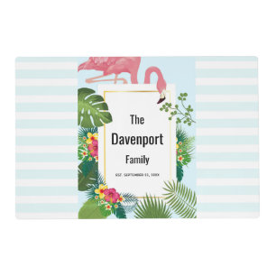 Cute Pink Flamingo Tropical Theme Placemat