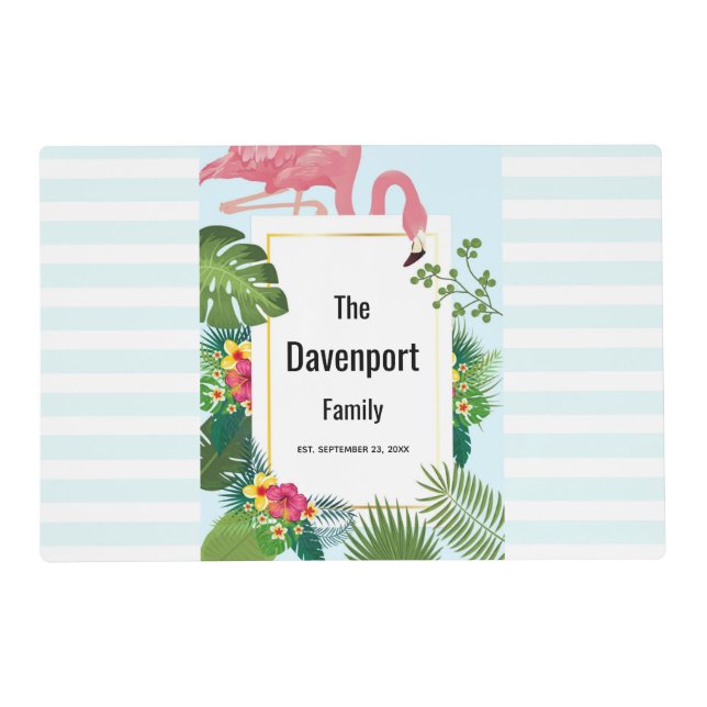 Cute Pink Flamingo Tropical Theme Placemat (Front)