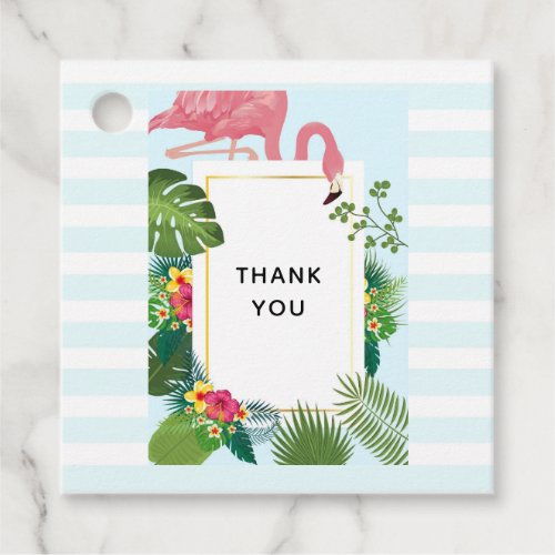 Cute Pink Flamingo Tropical Theme Thank You Favor Tags