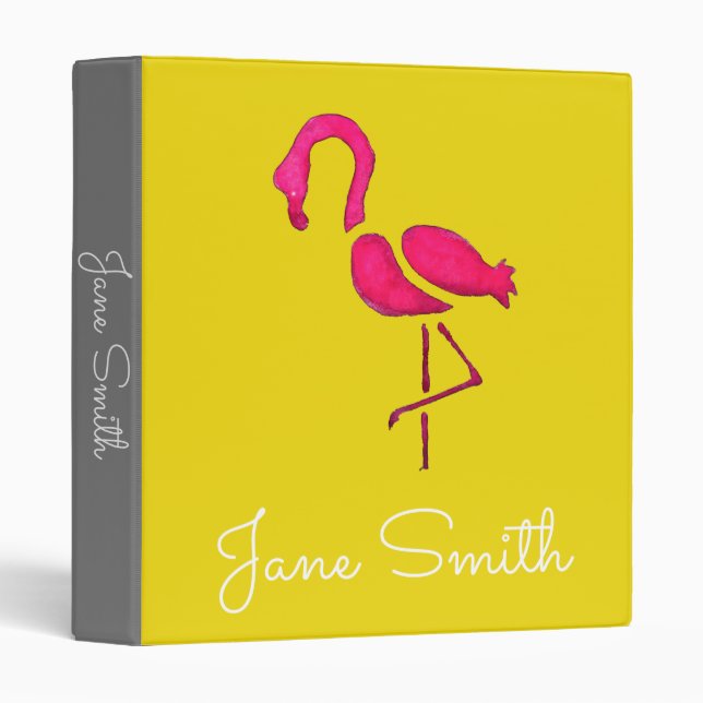 Cute pink flamingo unique bird 3 ring binder (Front/Spine)