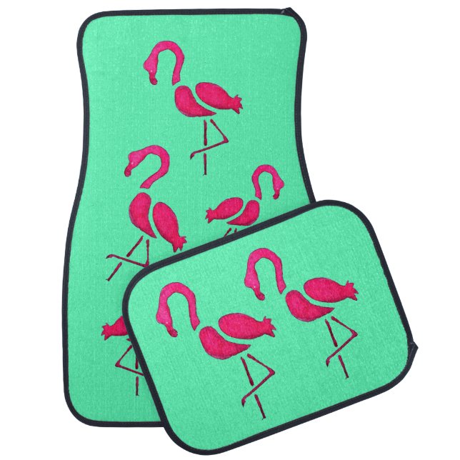 Cute pink flamingo unique bird car floor mat (Set)