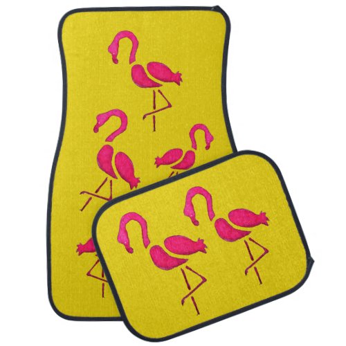 Cute pink flamingo unique bird car floor mat