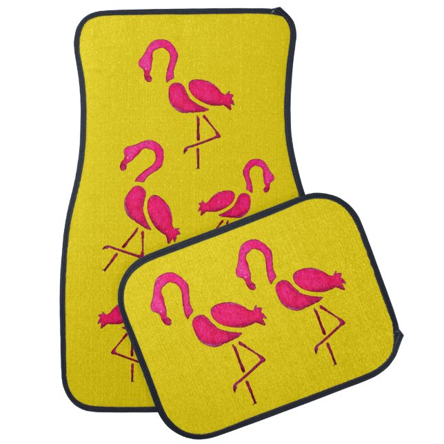 Cute pink flamingo unique bird car floor mat (Set)