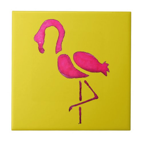 Cute pink flamingo unique bird ceramic tile