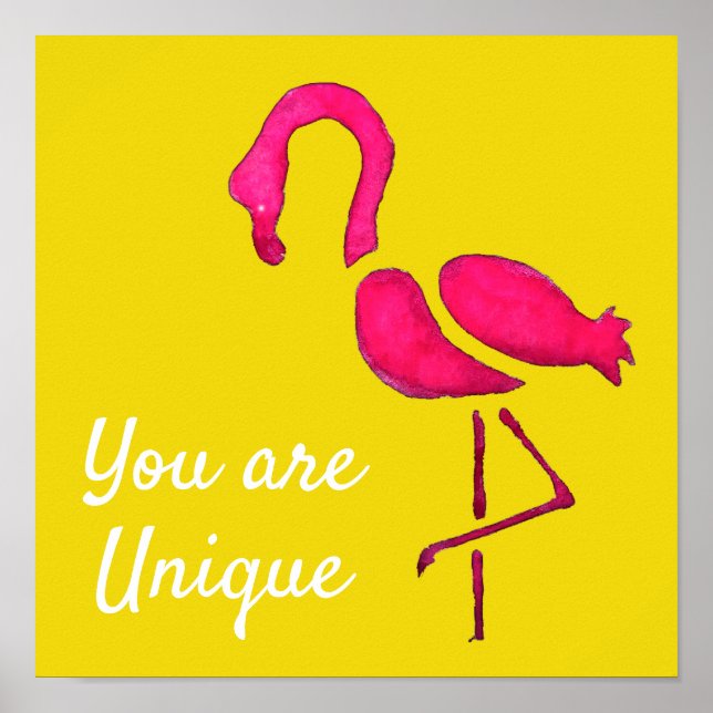 Cute pink flamingo unique bird poster (Front)