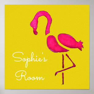Cute pink flamingo unique bird poster