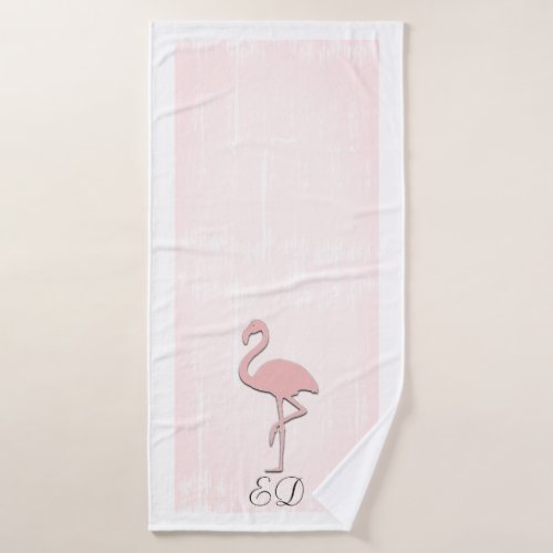 Cute Pink Flamingo Watercolor Look Bath Towel