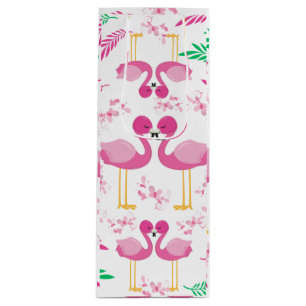 Cute Pink Flamingo Wine Gift Bag